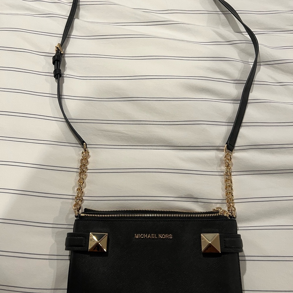 Michael Kors Black Crossbody Bag with Gold Chain